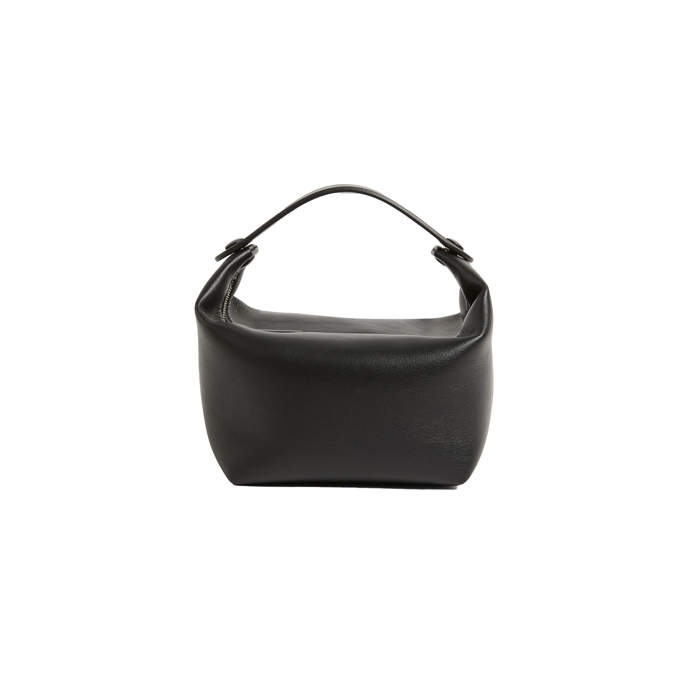 THE ROW LEATHER LES BAINS BAG IN BLACK (14*14*10cm)